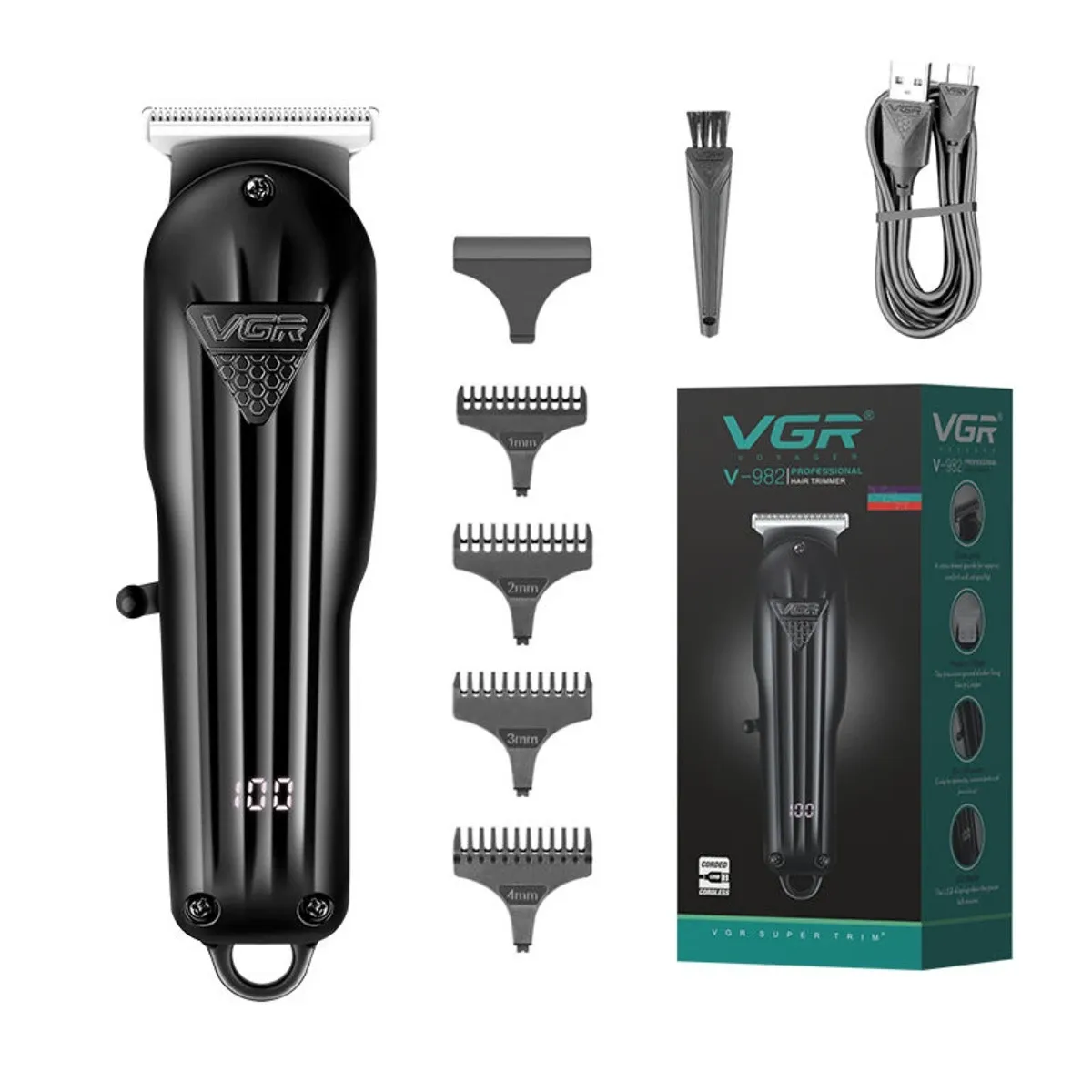 VGR Tondeuse à cheveux professionnelle pour homme, tondeuse électrique sans fil avec affichage numérique, modèle V-282 10