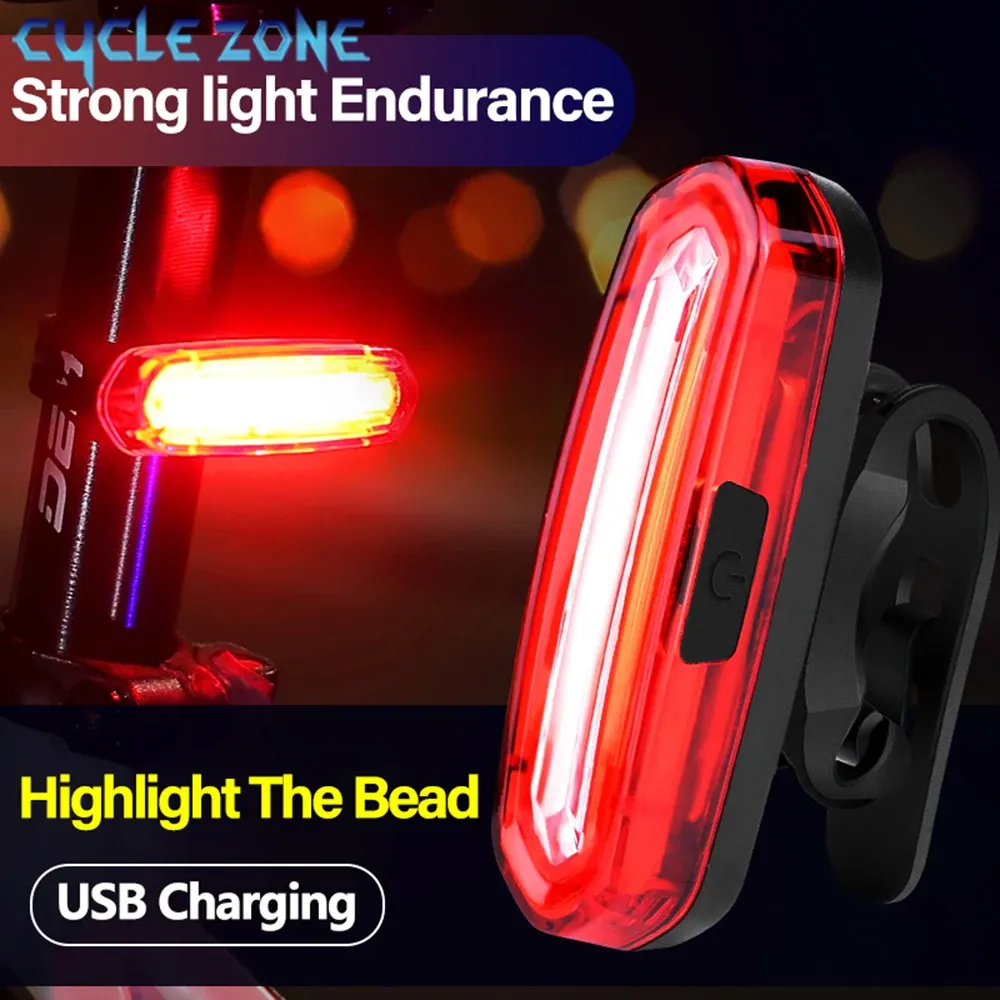 Feu arrière LED rouge rechargeable par USB pour VTT