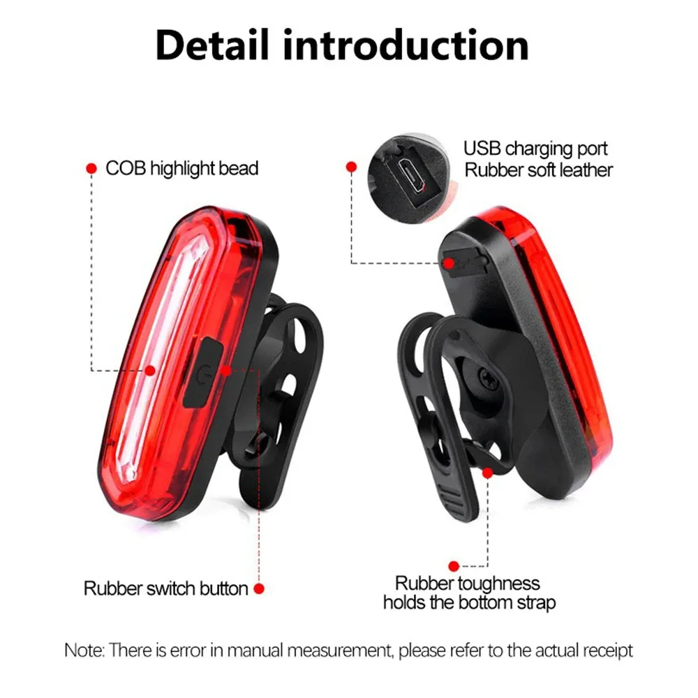 Feu arrière LED rouge rechargeable par USB pour VTT 4