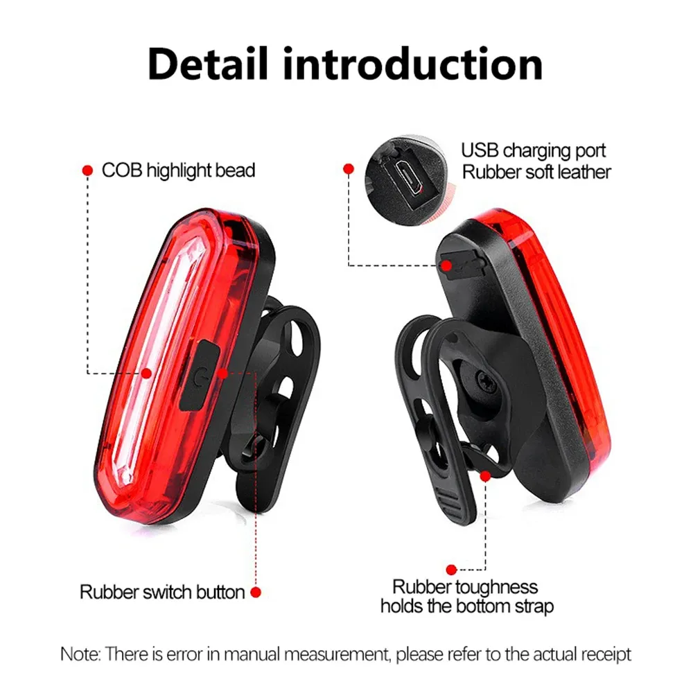 Feu arrière LED rouge rechargeable par USB pour VTT 6