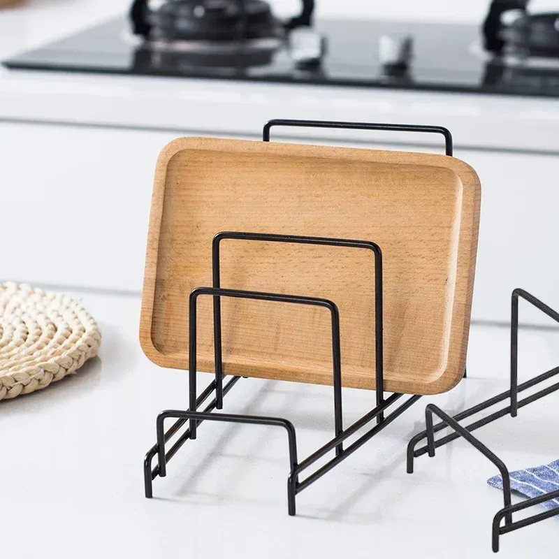 Étagère multicouche en fer pour cuisine, gain de place, rangement pour planches à découper, couvercles et plaques 2