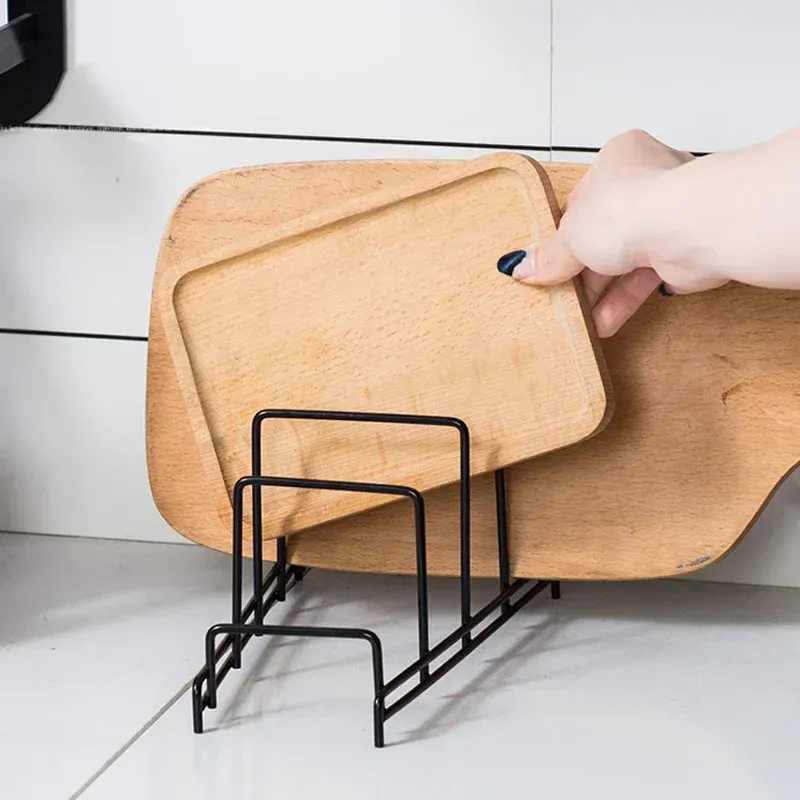 Étagère multicouche en fer pour cuisine, gain de place, rangement pour planches à découper, couvercles et plaques 5