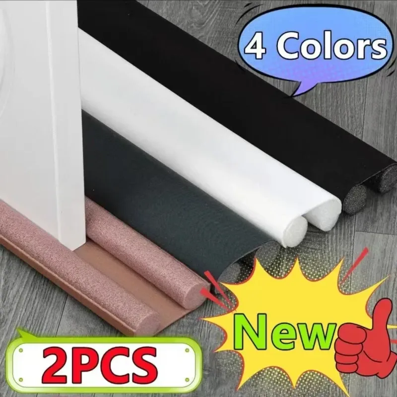Lot de 2 joints d'étanchéité flexibles pour bas de porte, bande de fermeture inférieure anti-froid et anti-intempéries - Image 1