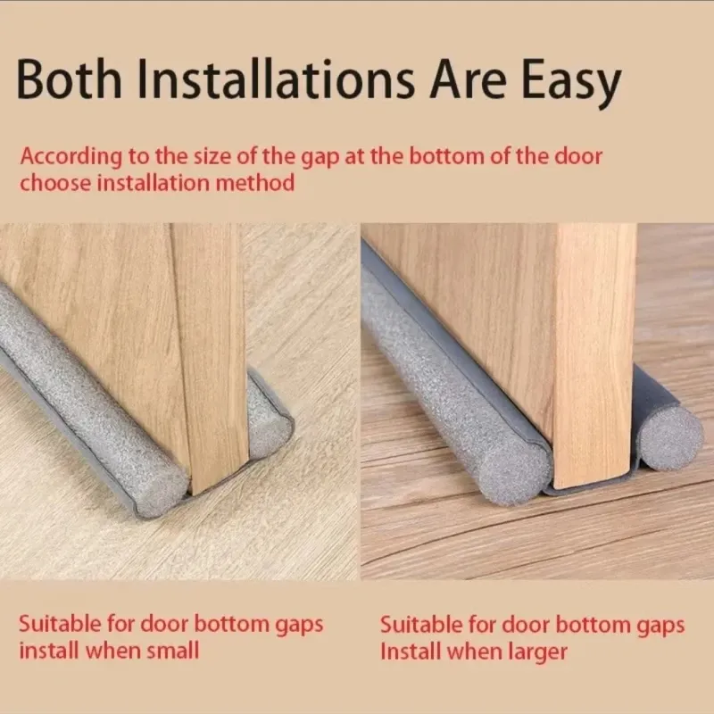 Lot de 2 joints d'étanchéité flexibles pour bas de porte, bande de fermeture inférieure anti-froid et anti-intempéries 2