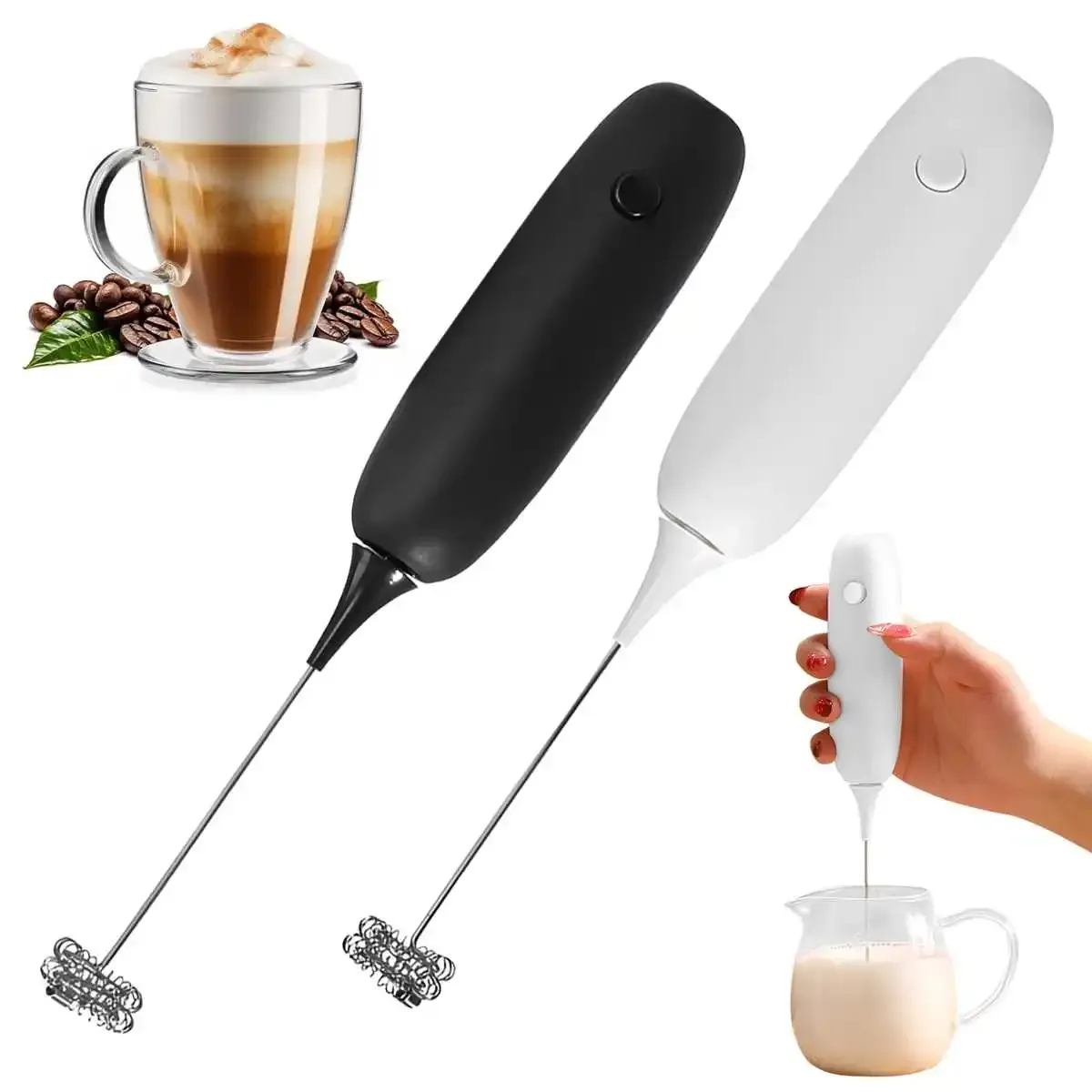 Mousseur à lait électrique portable pour café, cappuccino et latte, fonctionnement à piles