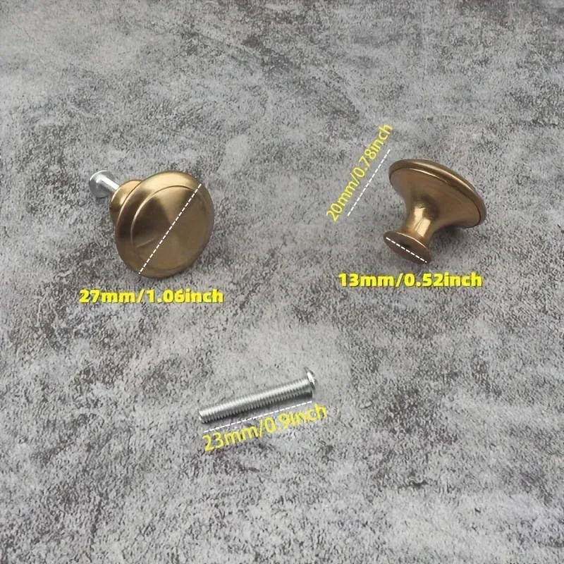 Lot de 8 poignées rondes dorées à trou unique pour tiroirs et portes de placard 3