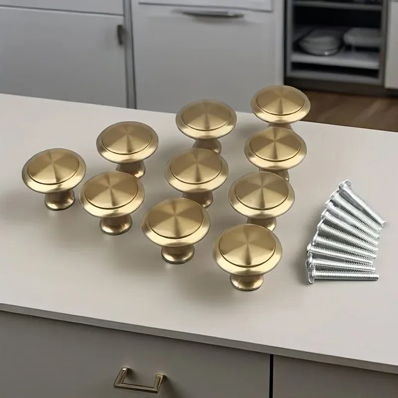 Lot de 8 poignées rondes dorées à trou unique pour tiroirs et portes de placard 4