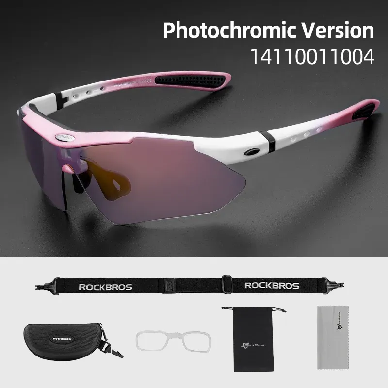 ROCKBROS Lunettes de soleil photochromiques polarisées pour le cyclisme et le sport, protection UV 7