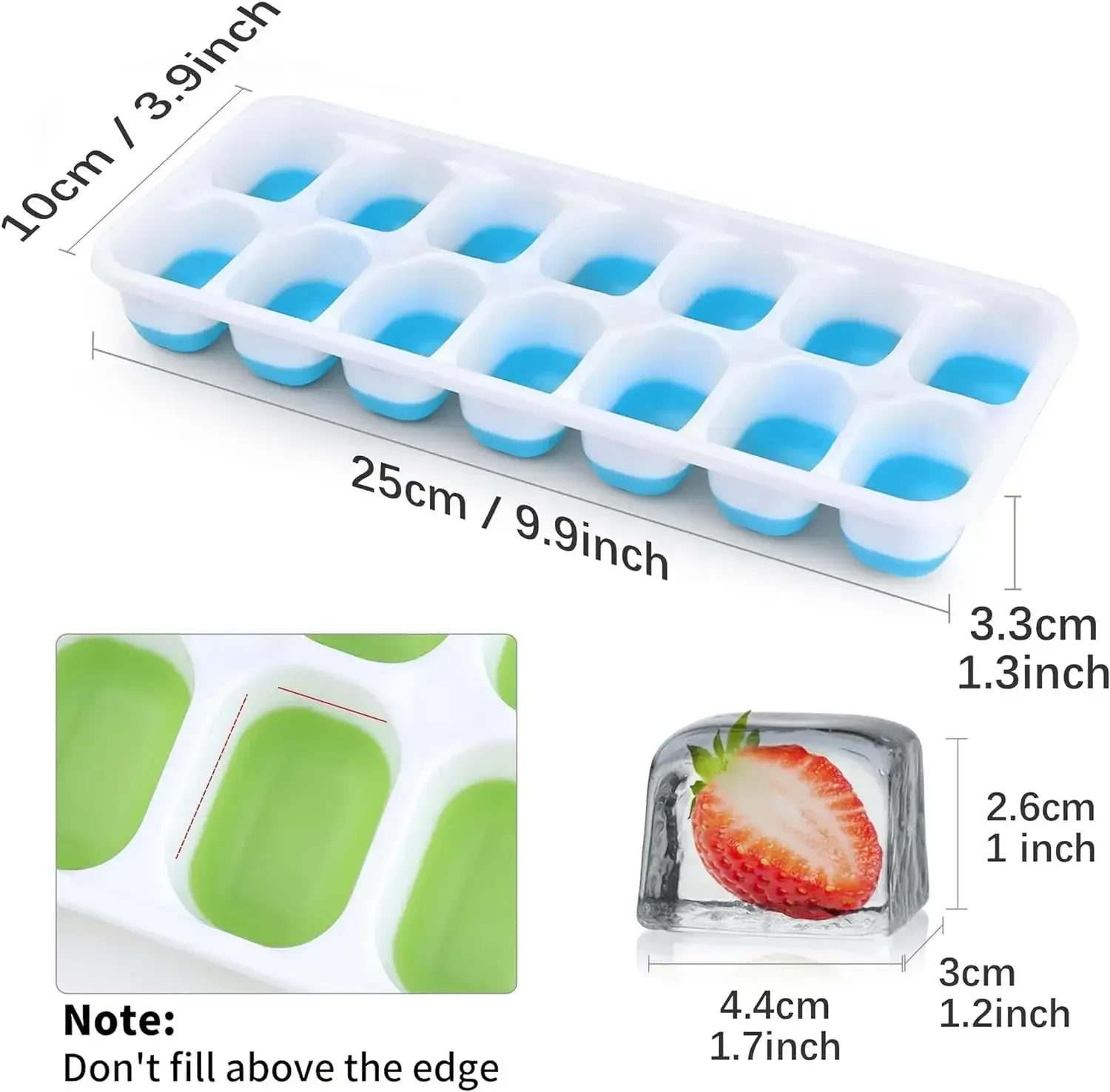 Moule à glaçons carré en silicone avec couvercle, 14 compartiments faciles à démouler 6