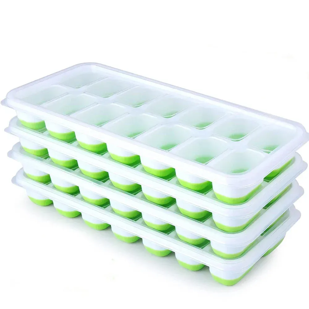 Moule à glaçons carré en silicone avec couvercle, 14 compartiments faciles à démouler 8
