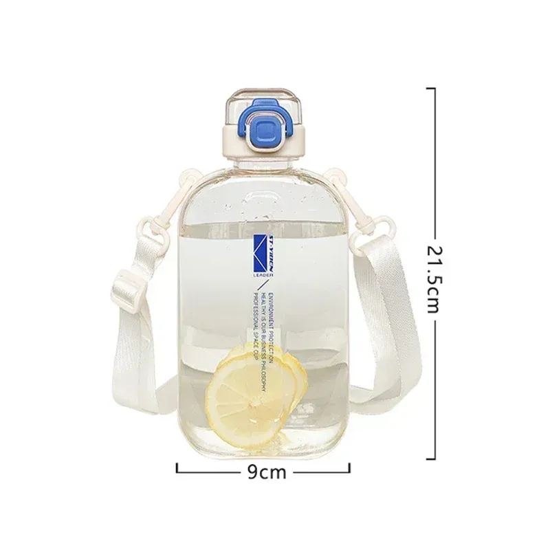 Bouteille d'eau carrée plate transparente, gourde de voyage portable avec sangle réglable, gourde fine et élégante pour le sport et le camping 6