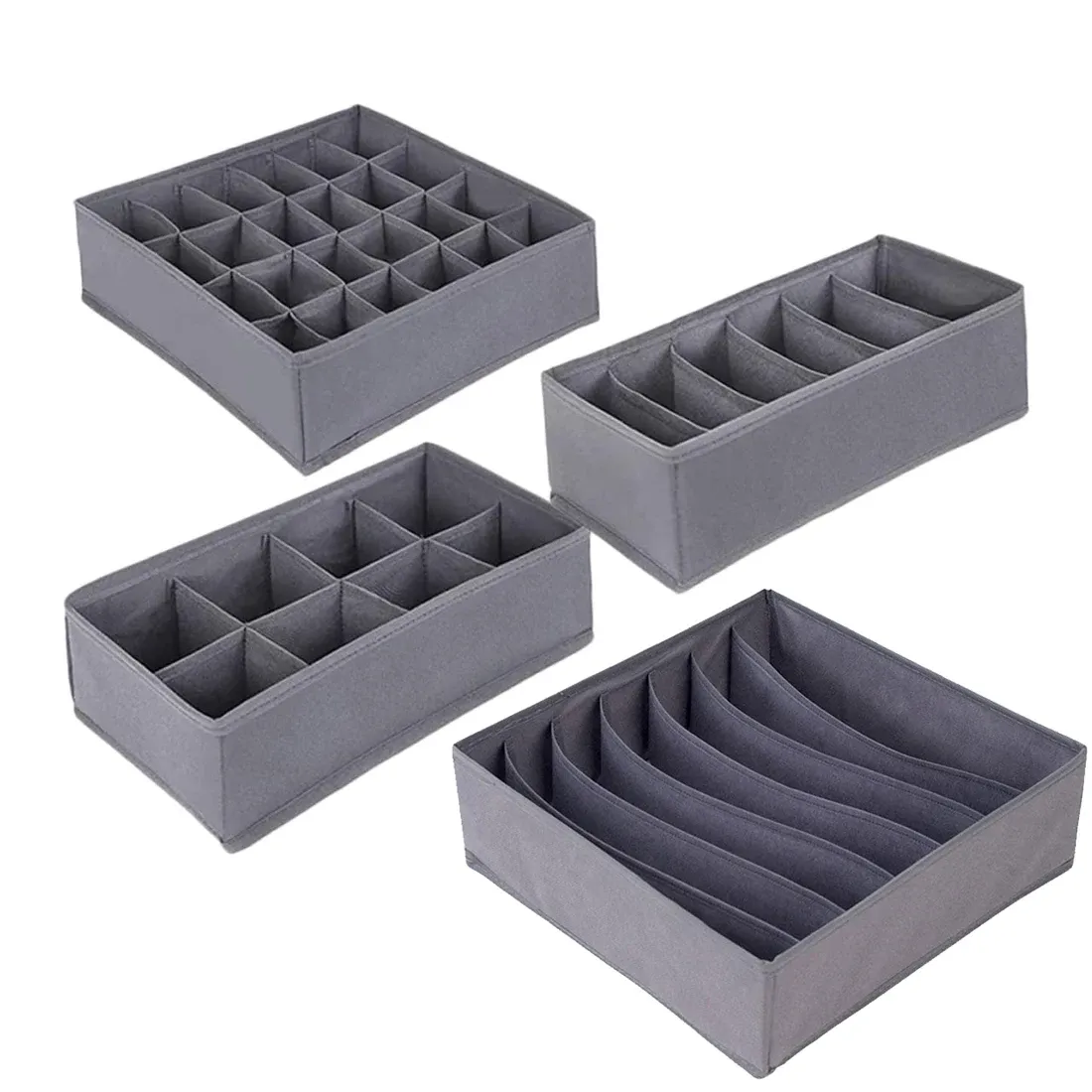 Organisateurs de tiroirs pliables en tissu pour sous-vêtements, avec séparateurs pour soutiens-gorge, slips et chaussettes