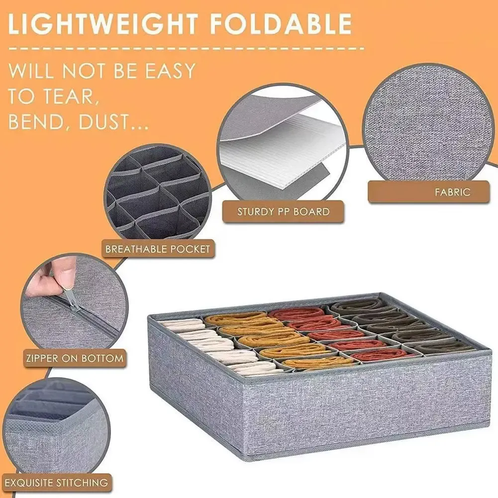 Organisateurs de tiroirs pliables en tissu pour sous-vêtements, avec séparateurs pour soutiens-gorge, slips et chaussettes 5