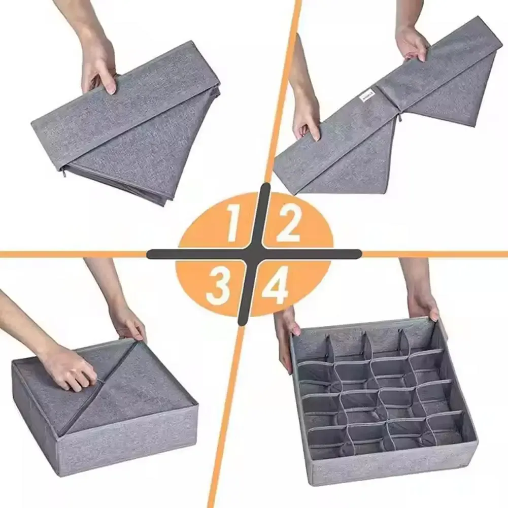 Organisateurs de tiroirs pliables en tissu pour sous-vêtements, avec séparateurs pour soutiens-gorge, slips et chaussettes 6