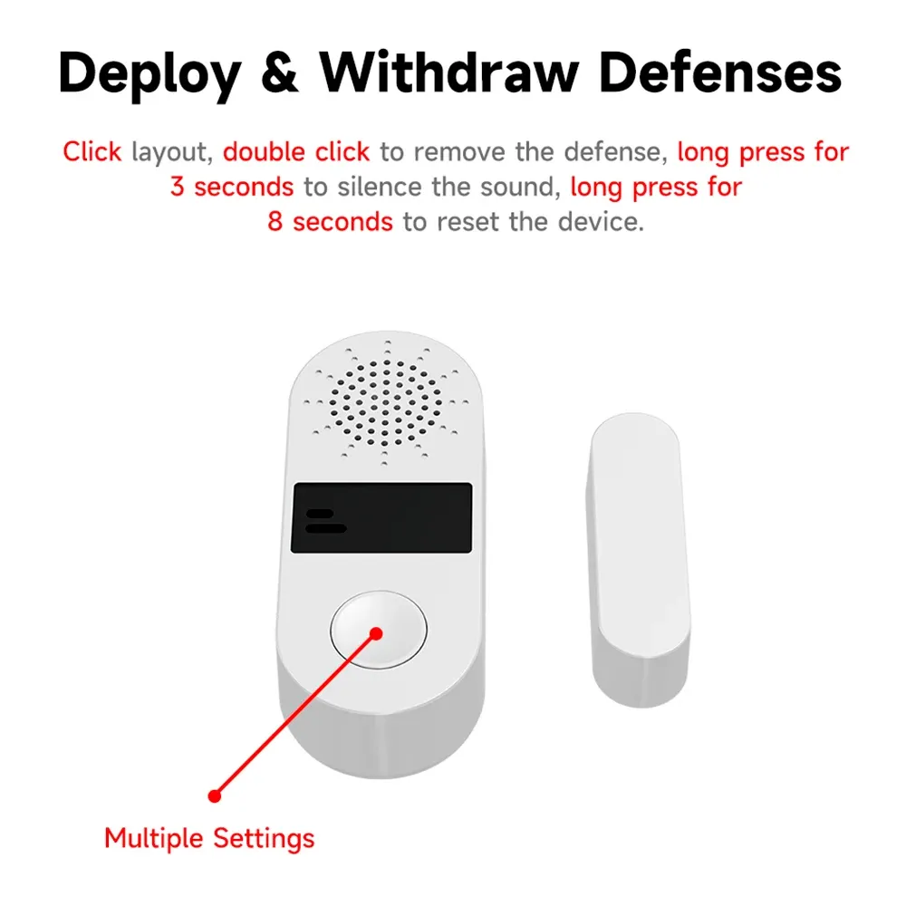 Capteur de porte et fenêtre Tuya WiFi/Zigbee, alarme sonore et lumineuse 130 dB, détecteur sans fil compatible application SmartLife et Google Home 2