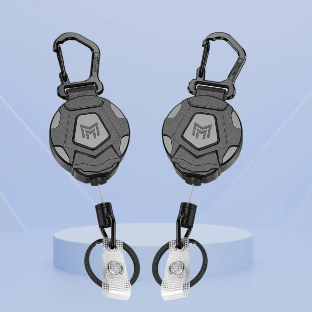 Porte-clés rétractable en acier de 31,5 pouces avec mousqueton robuste et porte-badge