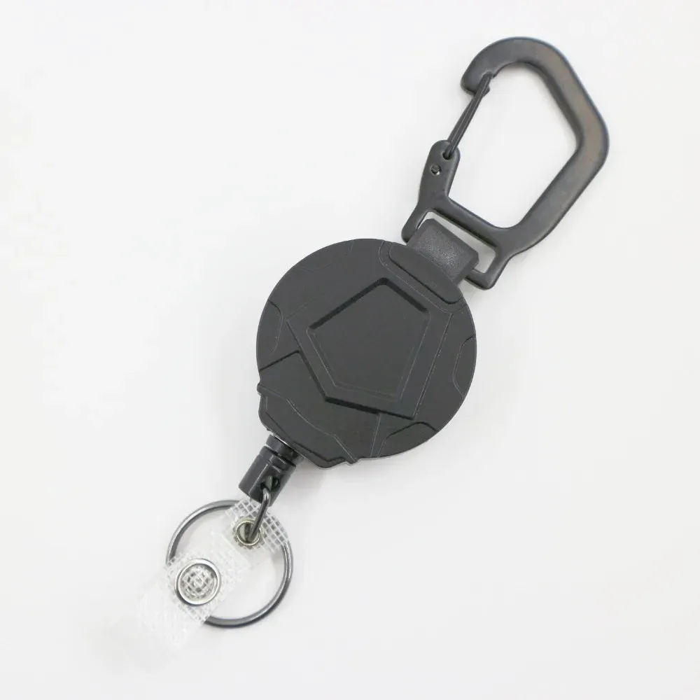 Porte-clés rétractable en acier de 31,5 pouces avec mousqueton robuste et porte-badge 7