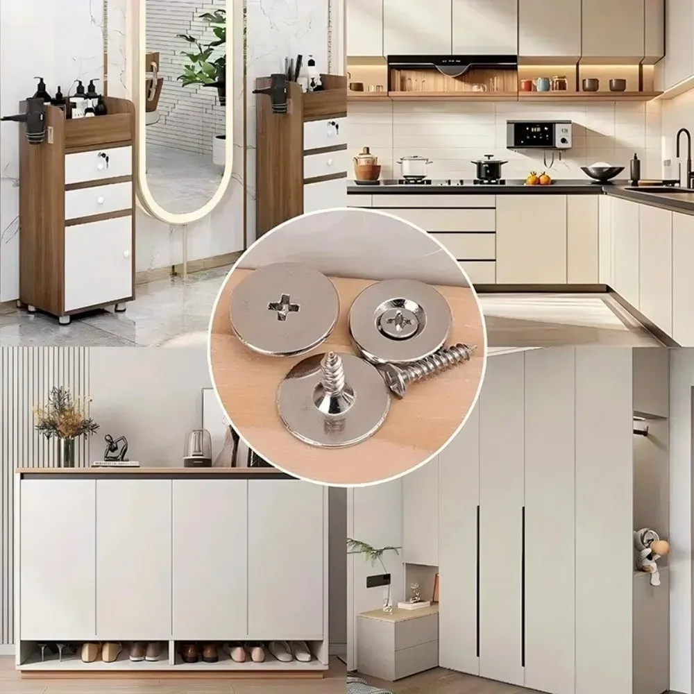 Détail du loquet magnétique installé sur une porte d'armoire