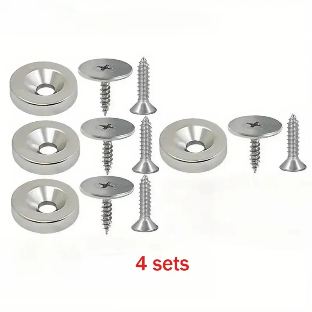 Ensemble de 4 ou 6 loquets magnétiques ronds en métal avec vis pour portes d'armoire 7