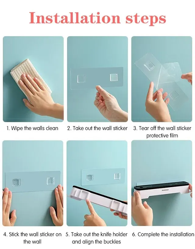 Finition blanche et rose du porte-couteaux
