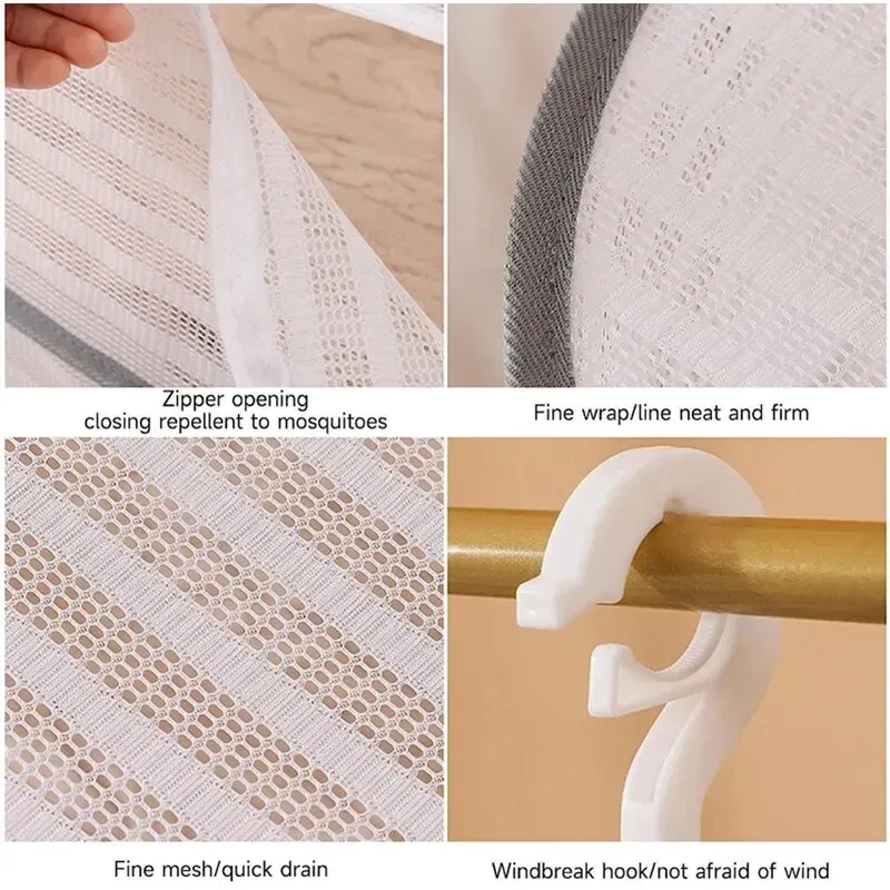 Filet de séchage suspendu à 1, 2 ou 3 niveaux pour poissons, en maille pliable, pour légumes, fruits, vêtements et herbes aromatiques 6