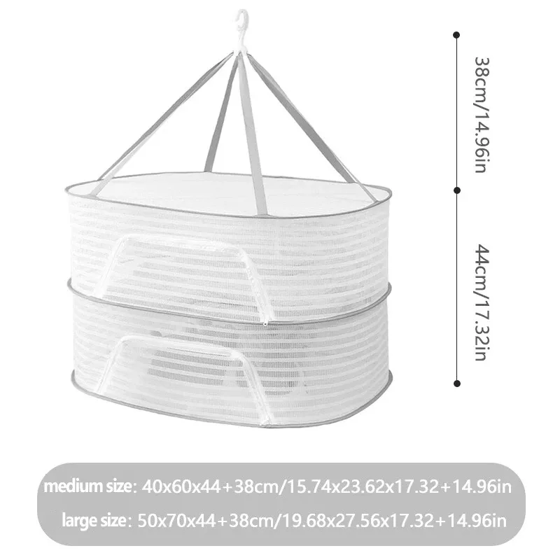 Filet de séchage suspendu à 1, 2 ou 3 niveaux pour poissons, en maille pliable, pour légumes, fruits, vêtements et herbes aromatiques 8