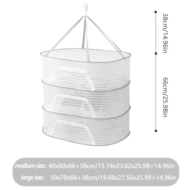 Filet de séchage suspendu à 1, 2 ou 3 niveaux pour poissons, en maille pliable, pour légumes, fruits, vêtements et herbes aromatiques 7