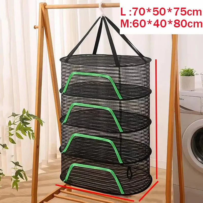 Filet de séchage suspendu à 1, 2 ou 3 niveaux pour poissons, en maille pliable, pour légumes, fruits, vêtements et herbes aromatiques 9