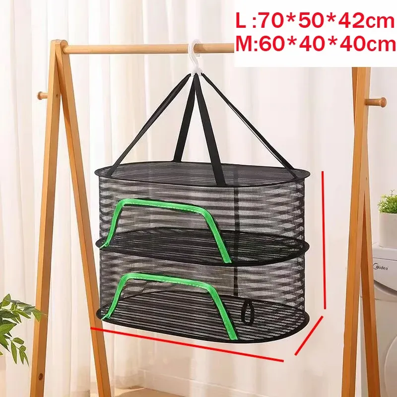 Filet de séchage suspendu à 1, 2 ou 3 niveaux pour poissons, en maille pliable, pour légumes, fruits, vêtements et herbes aromatiques 11