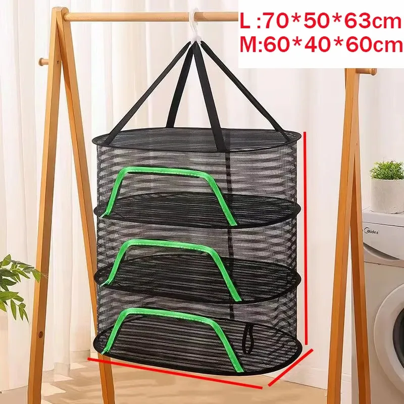 Filet de séchage suspendu à 1, 2 ou 3 niveaux pour poissons, en maille pliable, pour légumes, fruits, vêtements et herbes aromatiques 12