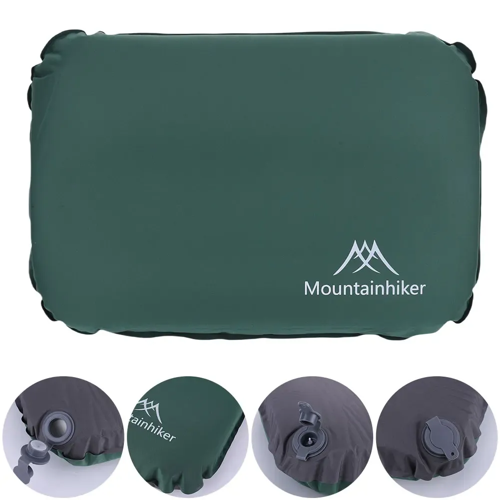 Oreiller de camping auto-gonflant ultraléger 3D, portable, compressible, à rebond élevé, avec protection du cou 3