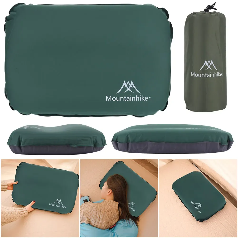 Oreiller de camping auto-gonflant ultraléger 3D, portable, compressible, à rebond élevé, avec protection du cou 4