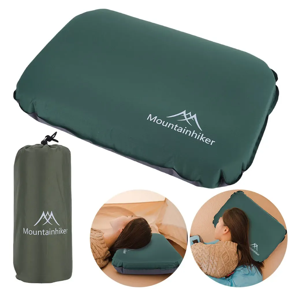 Oreiller de camping auto-gonflant ultraléger 3D, portable, compressible, à rebond élevé, avec protection du cou 5