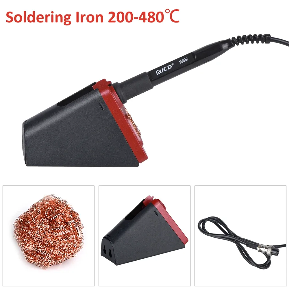 Support de fer à souder électrique JCD 820 en alliage d'aluminium avec nettoyeur de panne en boule de cuivre, fil à souder et flux RMA 5