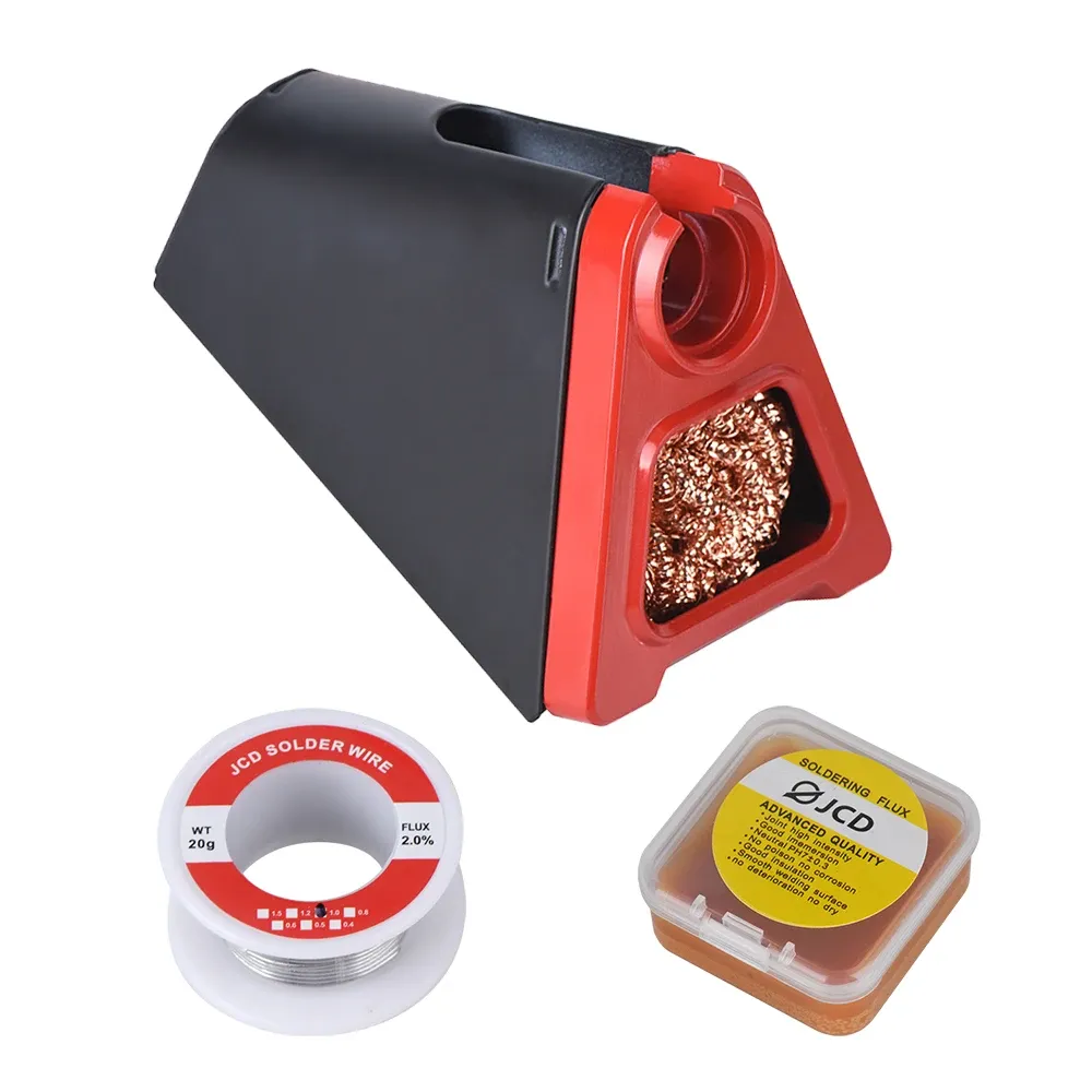 Support de fer à souder électrique JCD 820 en alliage d'aluminium avec nettoyeur de panne en boule de cuivre, fil à souder et flux RMA 8