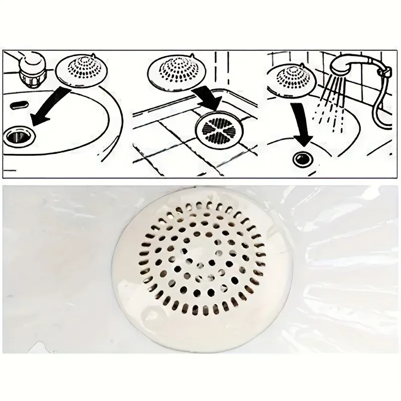 Crépine de sol pour douche avec filtre anti-cheveux, pour évier de cuisine et baignoire, anti-obstruction 4