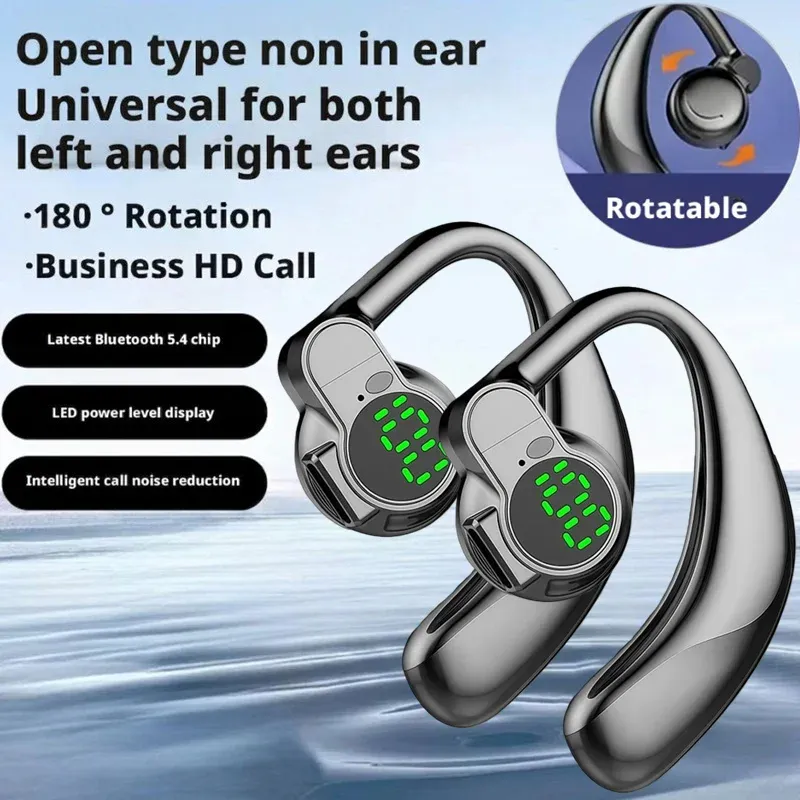 Écouteurs Bluetooth 5.4 à une oreille, rotatifs à 360°, avec crochets auriculaires et réduction de bruit, idéaux pour le sport 8