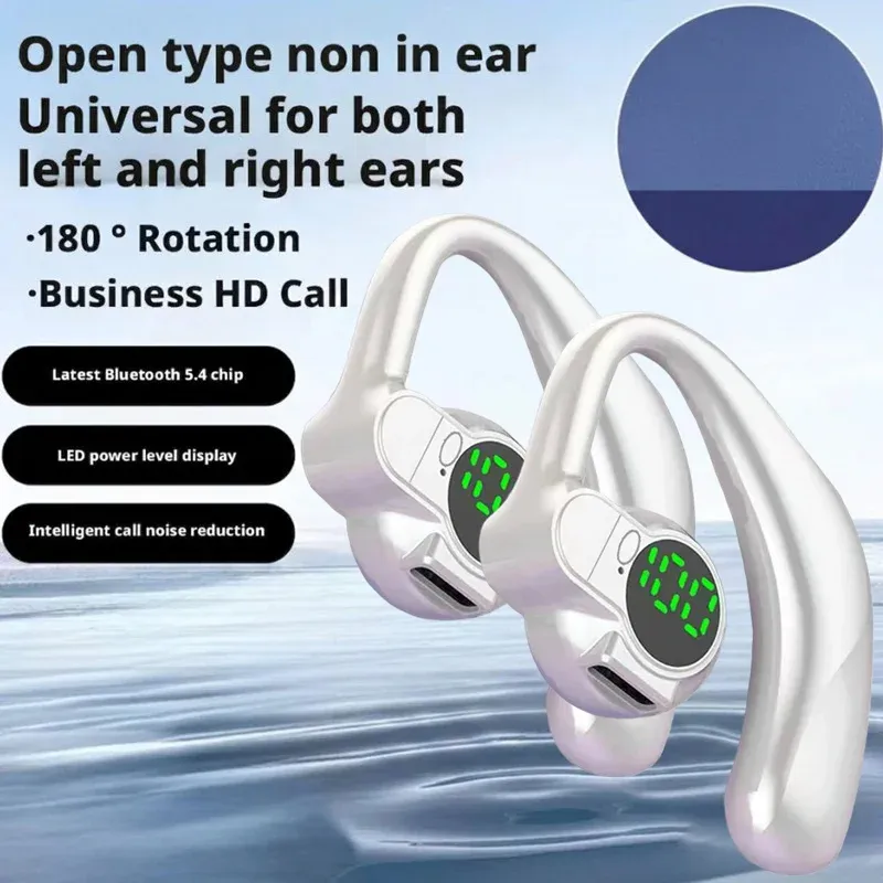 Écouteurs Bluetooth 5.4 à une oreille, rotatifs à 360°, avec crochets auriculaires et réduction de bruit, idéaux pour le sport 7