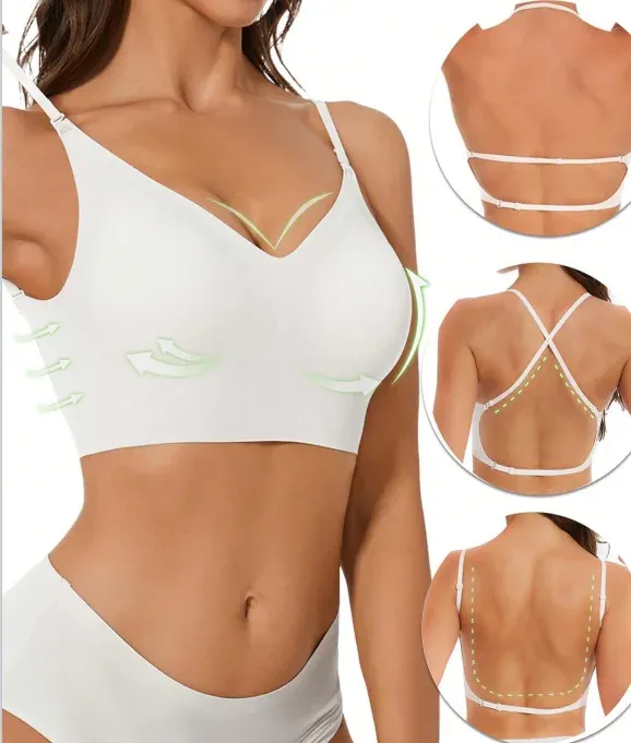 Soutien-gorge sans couture à dos plongeant, sans armatures, rembourré, à bretelles multiposition et encolure licou 7