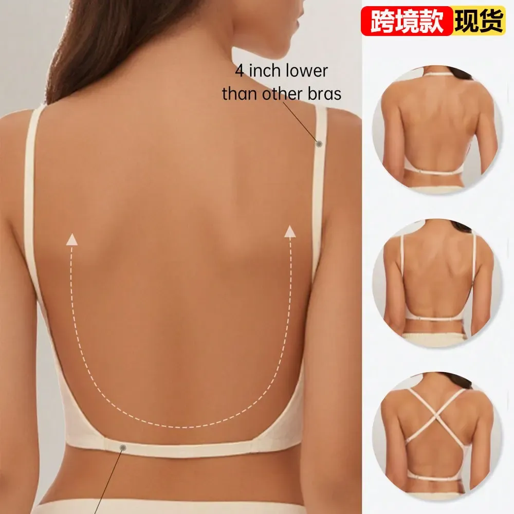 Soutien-gorge sans couture à dos plongeant, sans armatures, rembourré, à bretelles multiposition et encolure licou 8