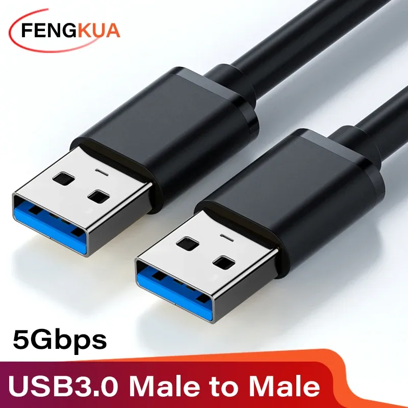 Câble d'extension USB 3.0 mâle vers mâle, 5 Gbit/s, transfert de données haute vitesse pour ordinateur portable et disque dur externe, TV
