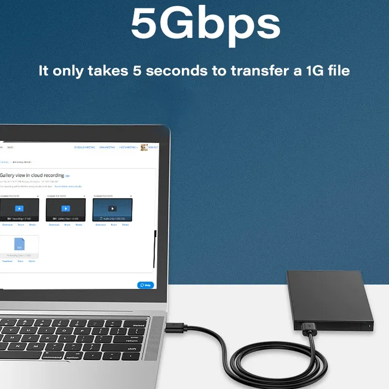 Câble d'extension USB 3.0 mâle vers mâle, 5 Gbit/s, transfert de données haute vitesse pour ordinateur portable et disque dur externe, TV 4