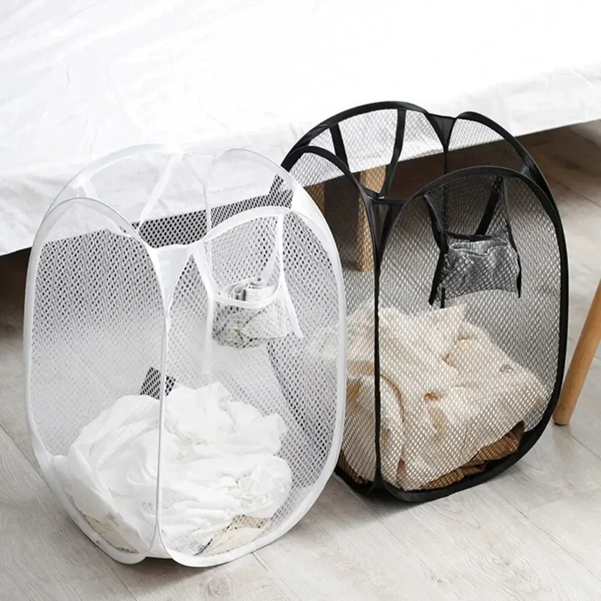 Panier à linge pliable et ventilé à design squelette, grande capacité 3