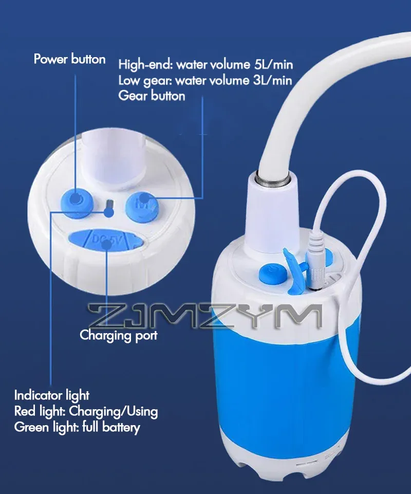 Dispositif de douche de camping en plein air, étanche, avec affichage numérique, pompe de douche électrique portable pour la randonnée, le voyage, la plage et le nettoyage des animaux de compagnie 4
