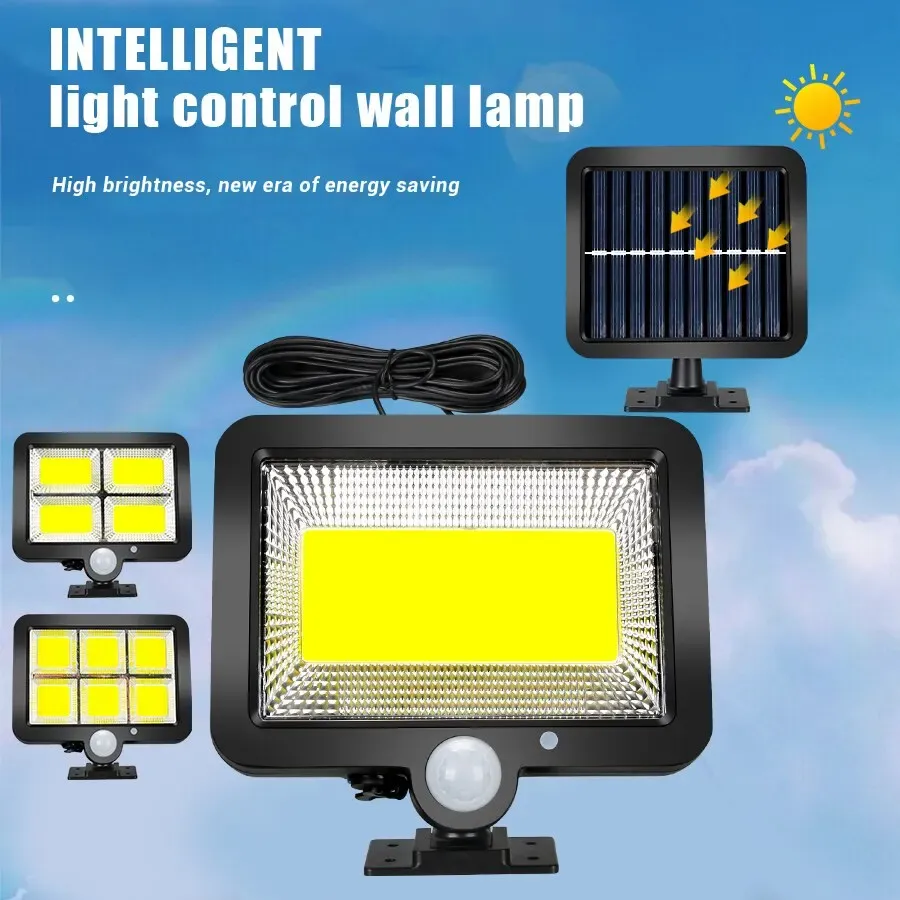 Lampe solaire d'extérieur à détecteur de mouvement rechargeable 1/4/6 COB, éclairage mural étanche pour jardin, rue et porche 2