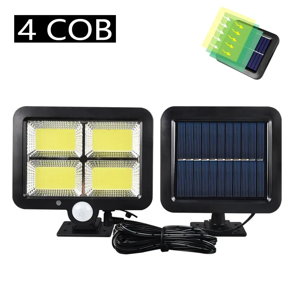 Lampe solaire d'extérieur à détecteur de mouvement rechargeable 1/4/6 COB, éclairage mural étanche pour jardin, rue et porche 8