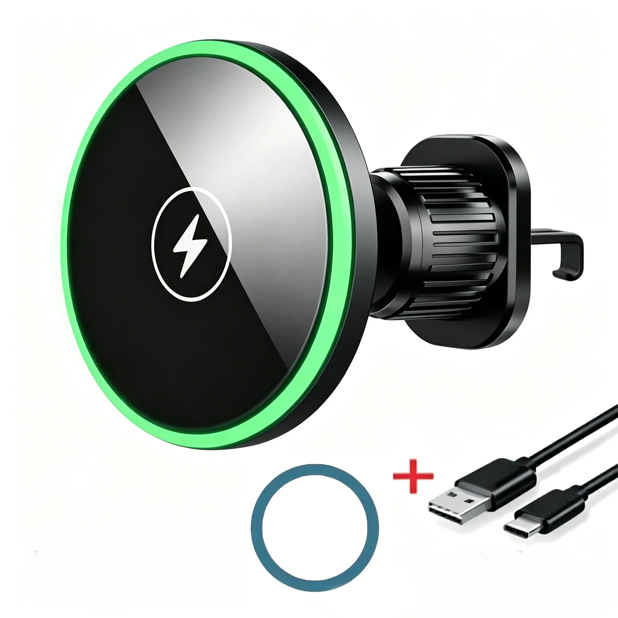 Chargeur magnétique sans fil 30 W pour voiture, support de téléphone à charge rapide avec lumière LED pour iPhone 12 à 17 et Pro Max 7