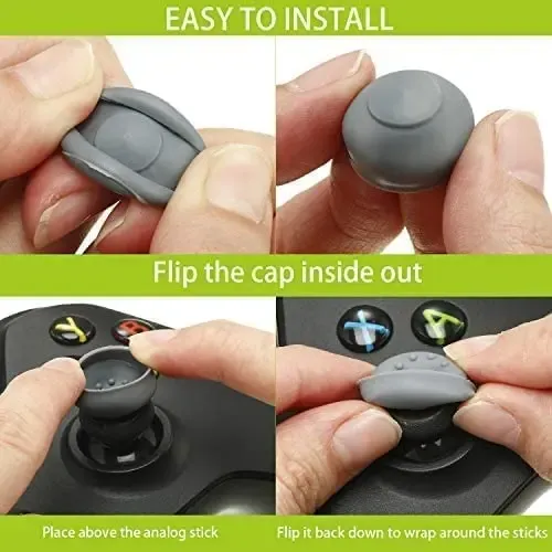 Capuchons antidérapants installés sur une manette de jeu