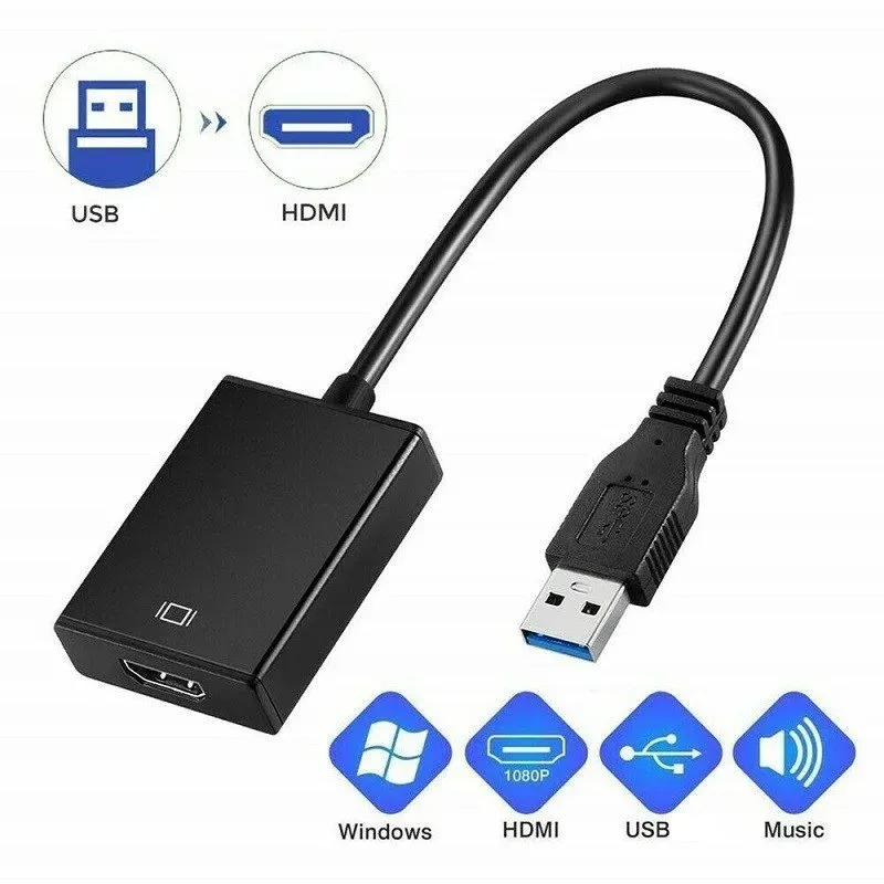 Convertisseur USB 3.0 vers HDMI 1080p, adaptateur graphique multi-écrans pour ordinateur portable, vidéoprojecteur, carte vidéo externe HD