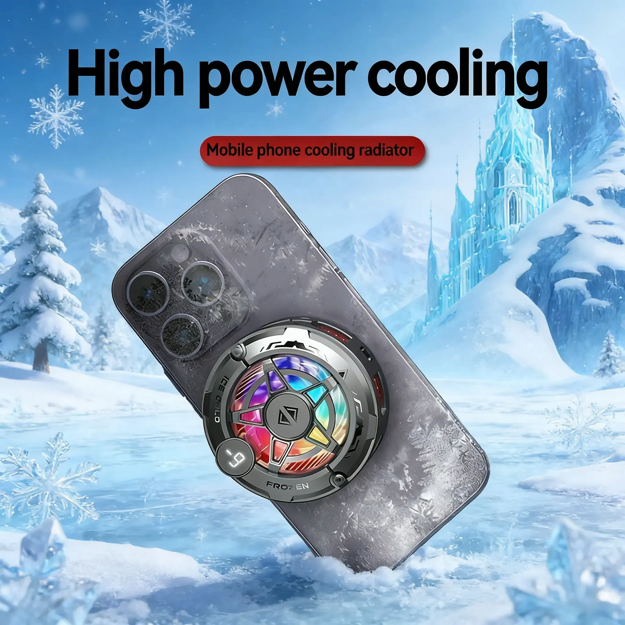 Refroidisseur universel pour téléphone de jeu, ventilateur magnétique à semi-conducteurs avec écran numérique et éclairage RVB 4